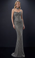 Terani Couture 262E7081 - Crystal Embellished Sheath Evening Gown - Silhouette Dresses