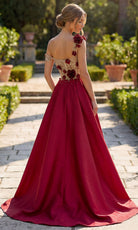 Terani Couture 262E7097 - Asymmetrical Sweetheart Floral Long Gown - Silhouette Dresses