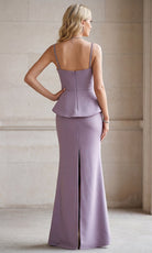 Terani Couture 262E7099 - Scoop Neckline Structured Peplum Long Gown