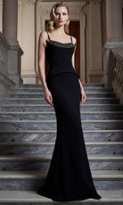 Terani Couture 262E7099 - Scoop Neckline Structured Peplum Long Gown