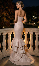 Terani Couture 262E7108 - Pleated Bodice Straight Neck Evening Gown