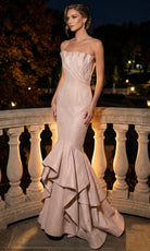 Terani Couture 262E7108 - Pleated Bodice Straight Neck Evening Gown