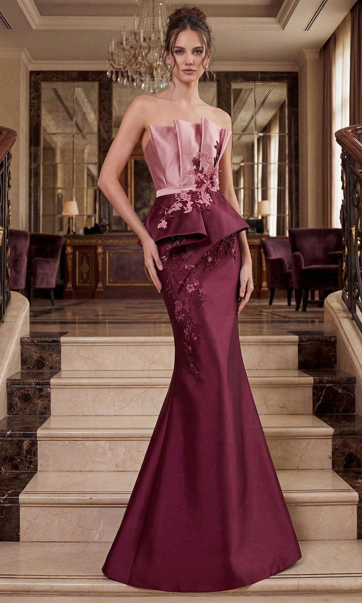 Terani Couture 262E7115 Fan Detailed Dress