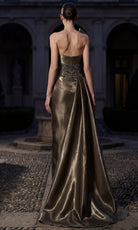 Terani Couture 262E7130 - V-Neck Column Evening Gown with Side Drape