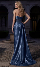 Terani Couture 262E7130 - V-Neck Column Evening Gown with Side Drape