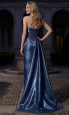 Terani Couture 262E7130 - V-Neck Column Evening Gown with Side Drape - Silhouette Dresses