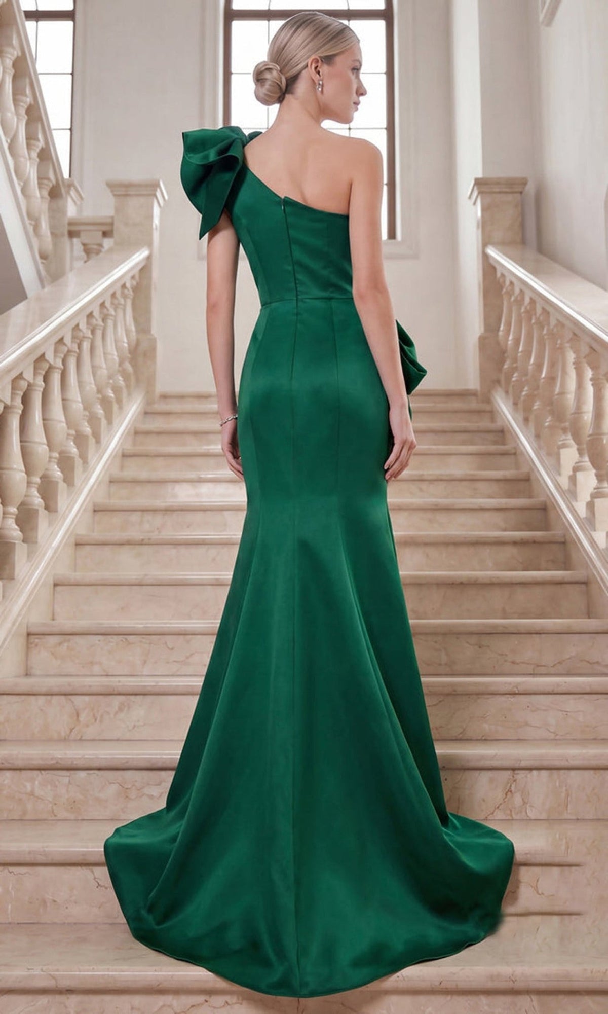Terani Couture 262E7132 - One Shoulder Ruched Evening Gown - Silhouette Dresses