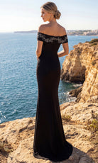 Terani Couture 262E7139 - Beaded Applique Off Shoulder Crepe Gown