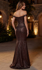Terani Couture 262E7146 - Jacquard Off Shoulder Mermaid Gown