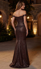 Terani Couture 262E7146 - Jacquard Off Shoulder Mermaid Gown - Silhouette Dresses