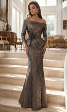 Terani Couture 262E7149 Metallic Jacquard Dress