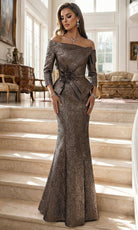 Terani Couture 262E7149 Metallic Jacquard Dress - Silhouette Dresses