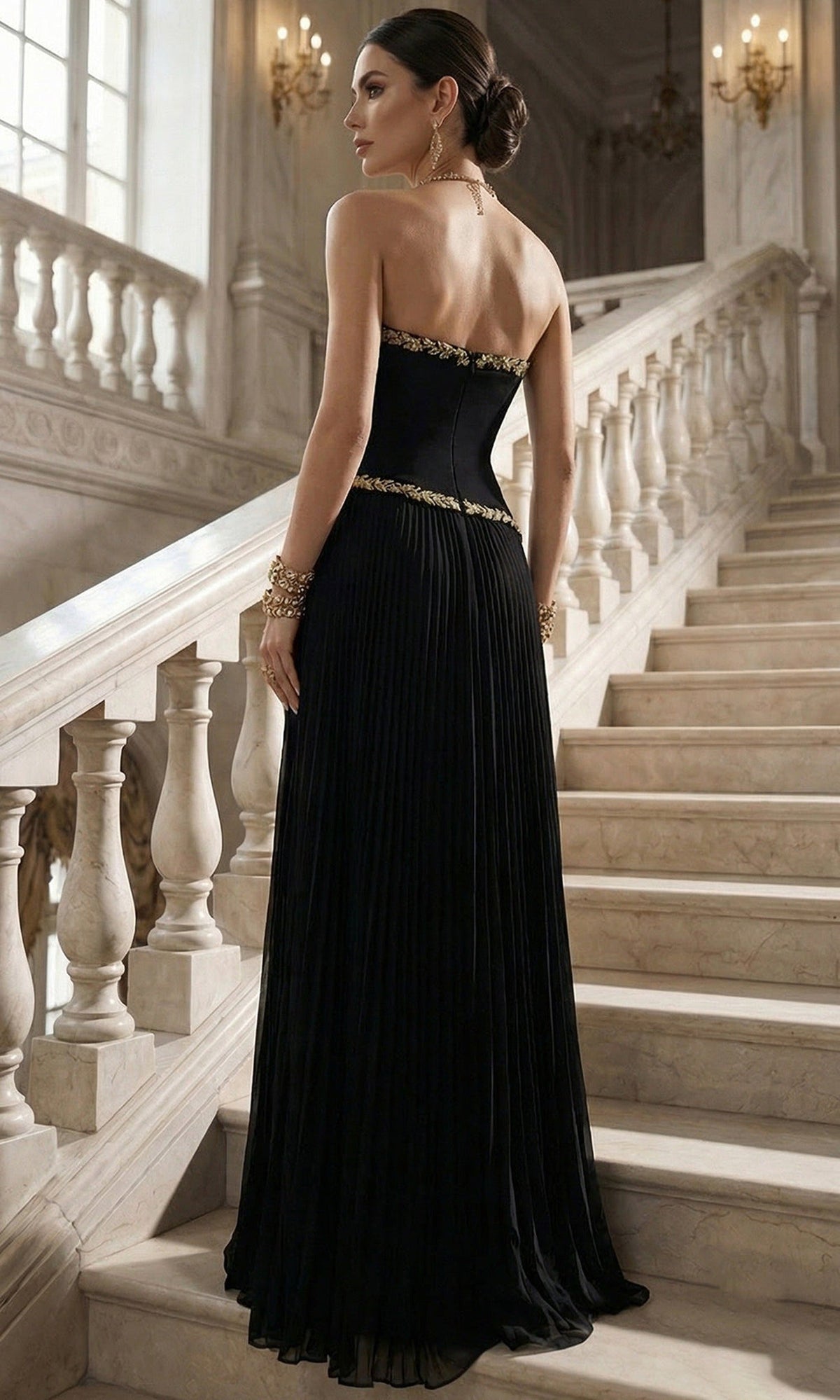 Terani Couture 262E7352 - Asymmetric Pleated A-Line Evening Gown