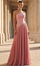 Terani Couture 262E7352 - Asymmetric Pleated A-Line Evening Gown