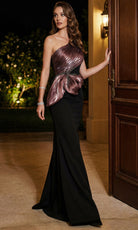 Terani Couture 262E7380 - Sculptural Peplum One Shoulder Evening Gown