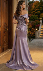 Terani Couture 262E7535 - Floral Beaded Off Shoulder Evening Gown - Silhouette Dresses