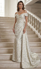 Terani Couture 262E7537 - Off Shoulder Brocade Long Gown - Silhouette Dresses