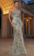 Terani Couture 262GL7176 - Illusion Skirt Floral Beaded Evening Gown