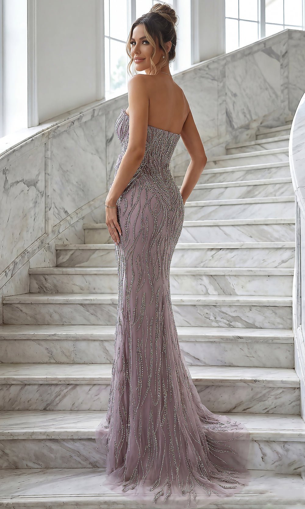 Terani Couture 262GL7180 - 3D Petal Accent Strapless Evening Gown - Silhouette Dresses