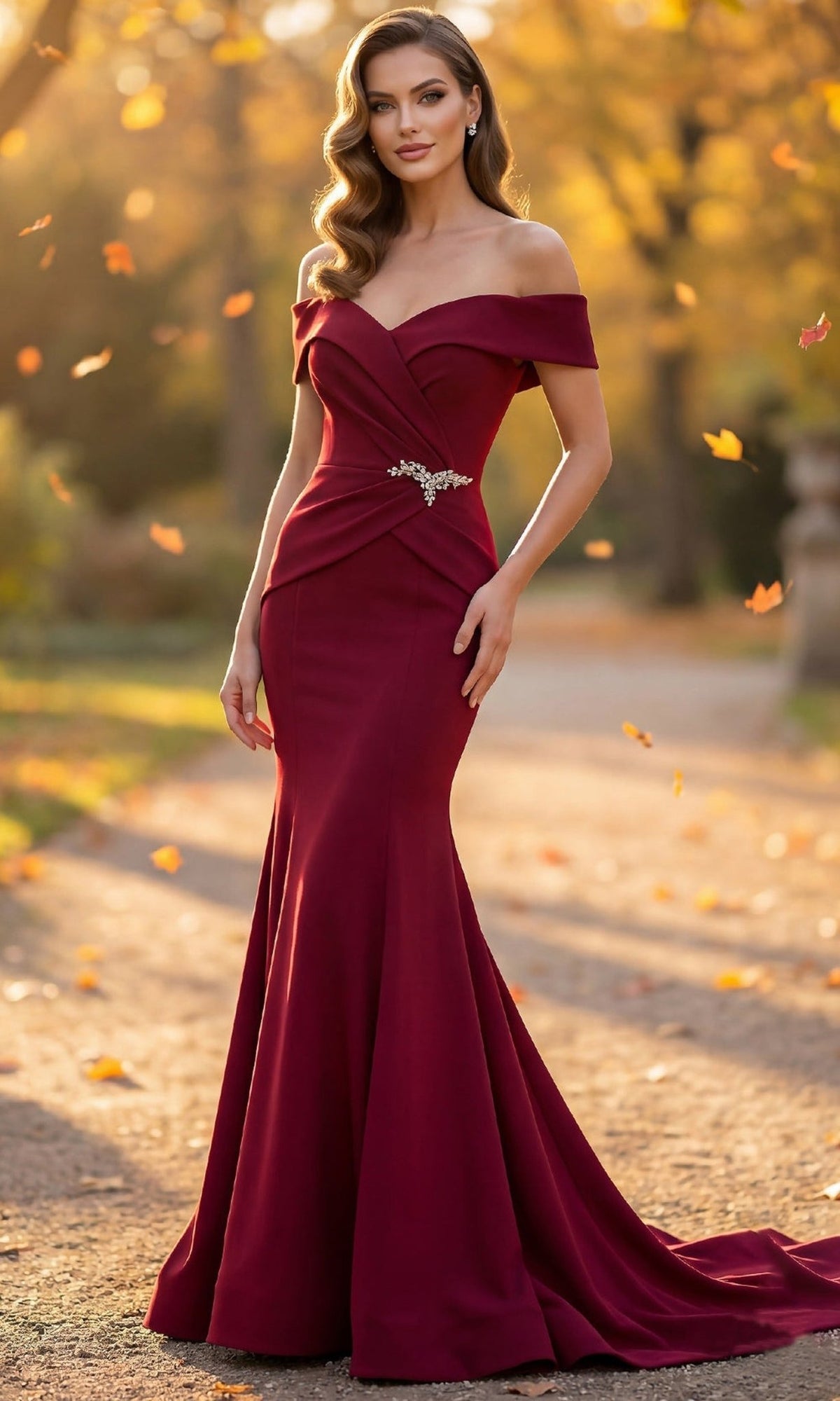 Terani Couture 262M7251 - Jeweled Waist Off Shoulder Mermaid Gown - Silhouette Dresses
