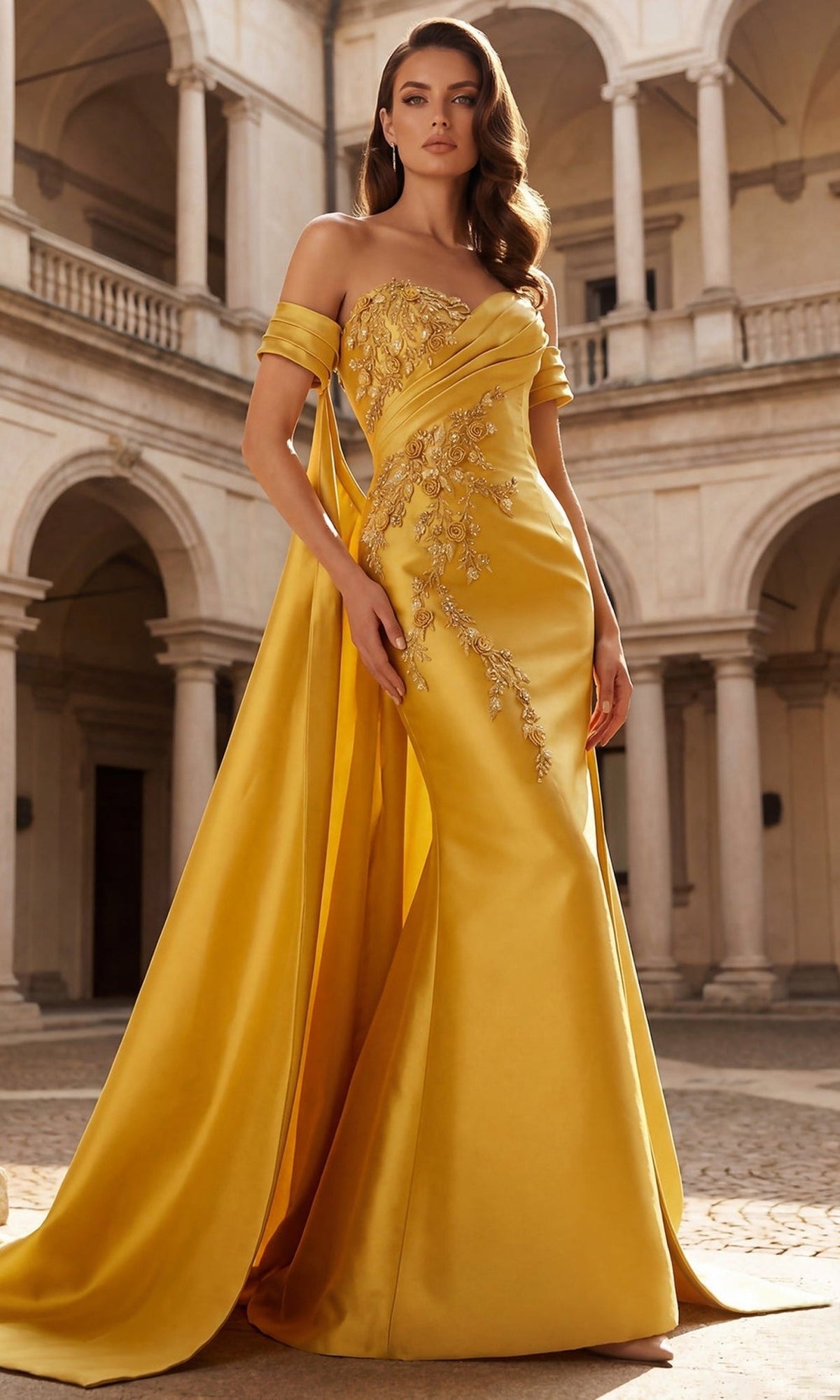 Terani Couture 262M7252 - Floral Applique Sweetheart Trumpet Gown - Silhouette Dresses