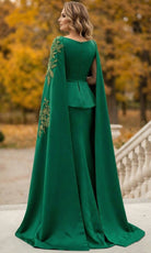 Terani Couture 262M7260 - Cape Sleeve Embroidered Detail Formal Gown - Silhouette Dresses