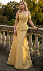 Terani Couture 262M7270 - Asymmetric Neckline Mikado A-Line Gown - Silhouette Dresses