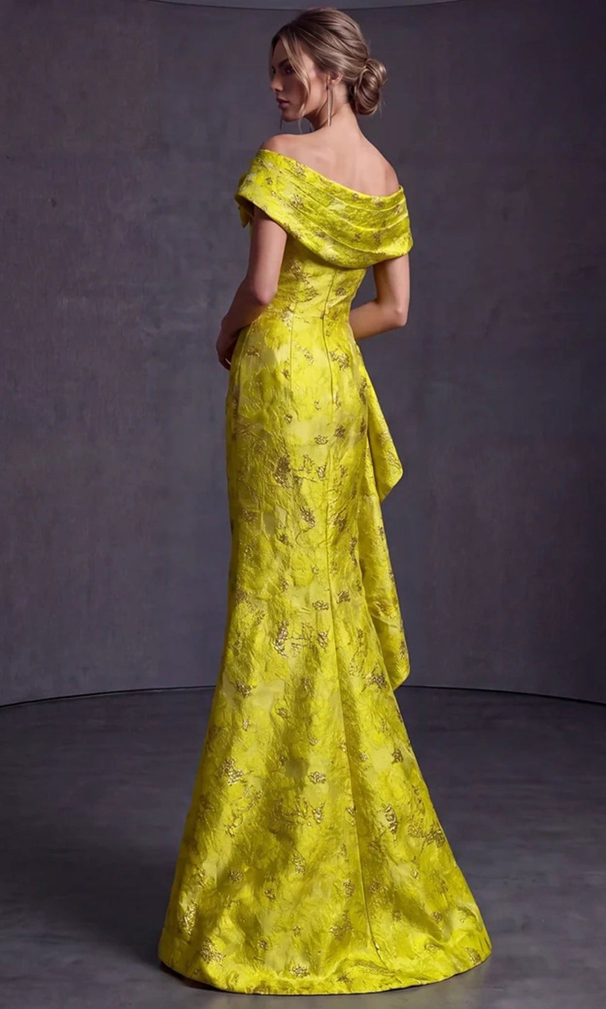 Terani Couture 262M7298 - Off Shoulder Jacquard Formal Gown