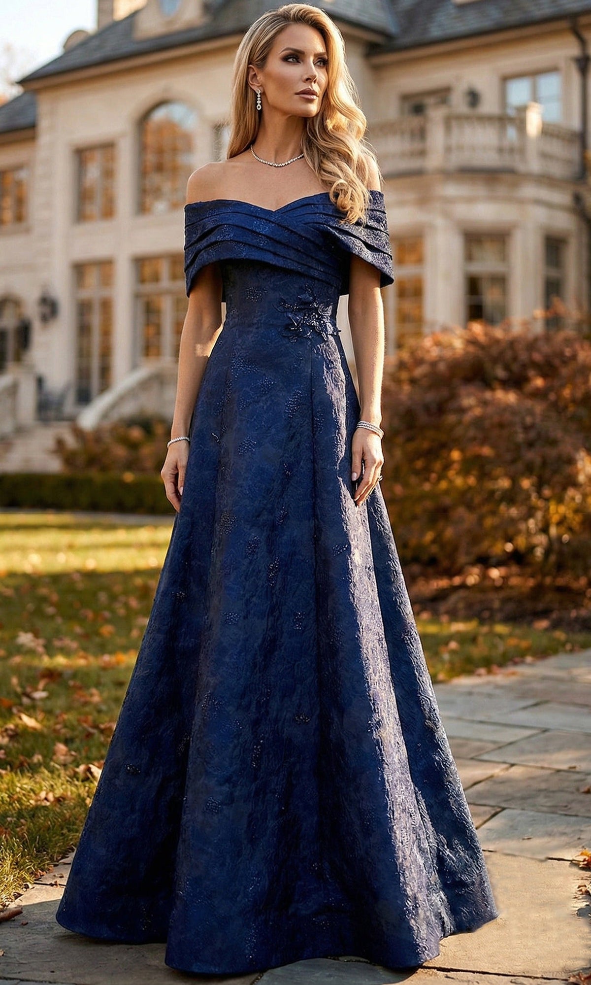 Terani Couture 262M7299 Jacquard A-line Dress
