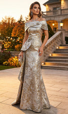 Terani Couture 262M7303 - Jacquard Off Shoulder Trumpet Gown - Silhouette Dresses