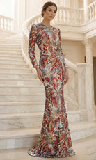 Terani Couture 262M7320 - Starburst Sequin Long Sleeve Evening Gown - Silhouette Dresses
