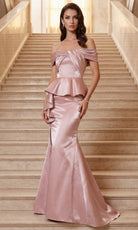 Terani Couture 262M7334 - Cascading Peplum Shimmer Evening Gown