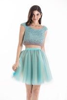Terani Couture - Charming Beaded Two-piece Scoop Neck Short A-line Dress 1521H0100A - designer cocktail dress at Silhouette D