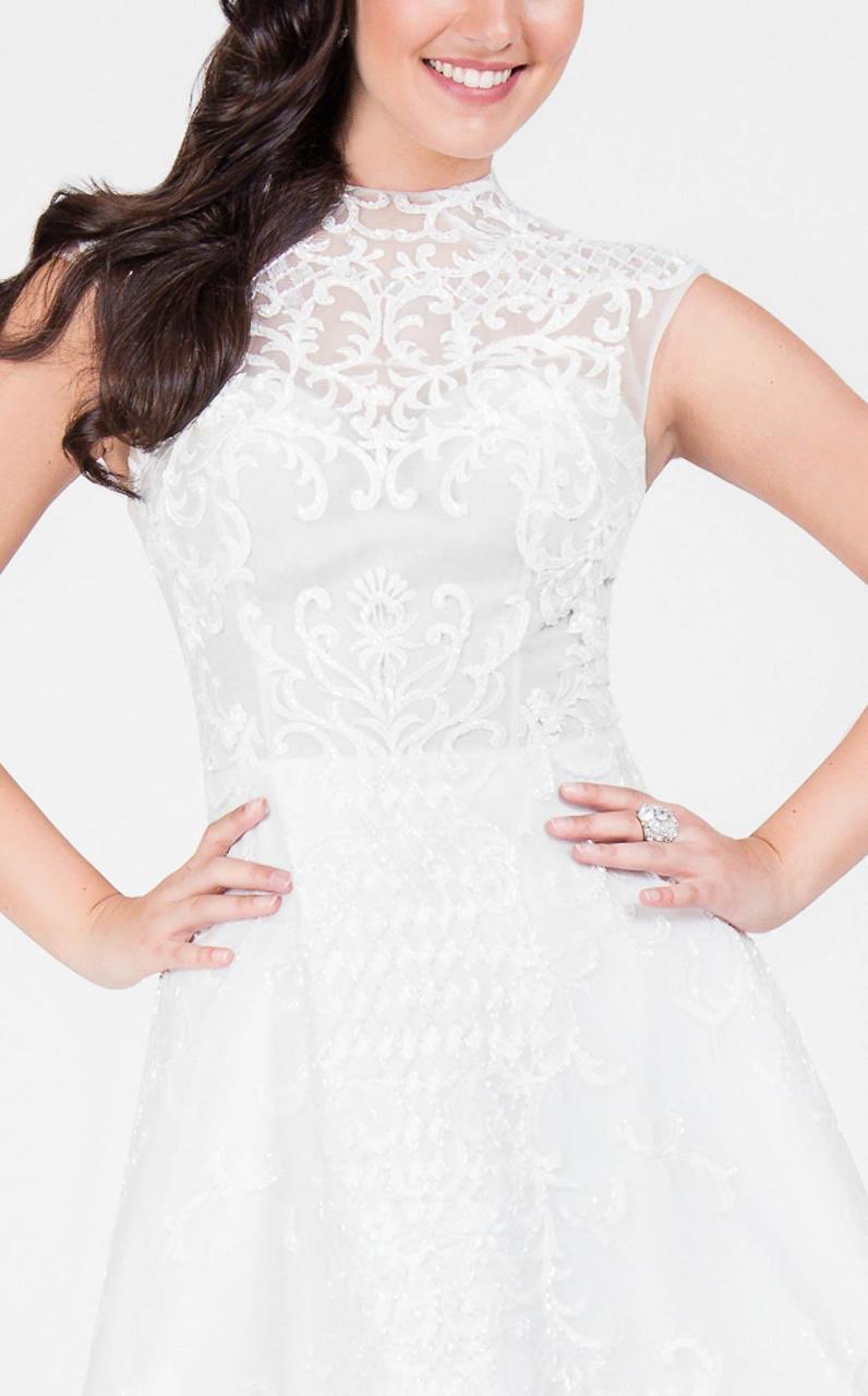 Terani Couture - High Neck Beaded A-line Cocktail Dress 1711P2249 - back view