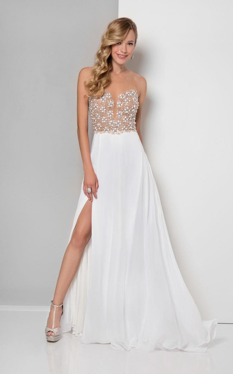 Terani Couture - Illusion Sweetheart Chiffon Gown 1712P2512 - designer evening gown at Silhouette Dresses