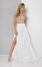 Terani Couture - Illusion Sweetheart Chiffon Gown 1712P2512 - designer evening gown at Silhouette Dresses