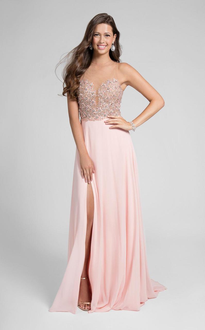 Terani Couture - Illusion Sweetheart Chiffon Gown 1712P2512 - view 7