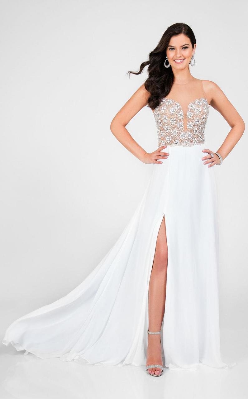 Terani Couture - Illusion Sweetheart Chiffon Gown 1712P2512 - detail view
