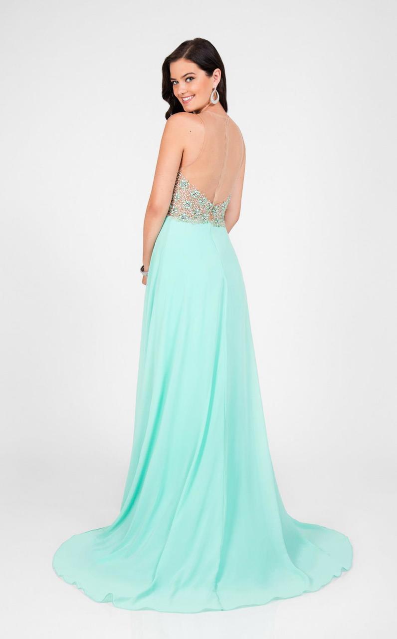 Terani Couture - Illusion Sweetheart Chiffon Gown 1712P2512 - back view