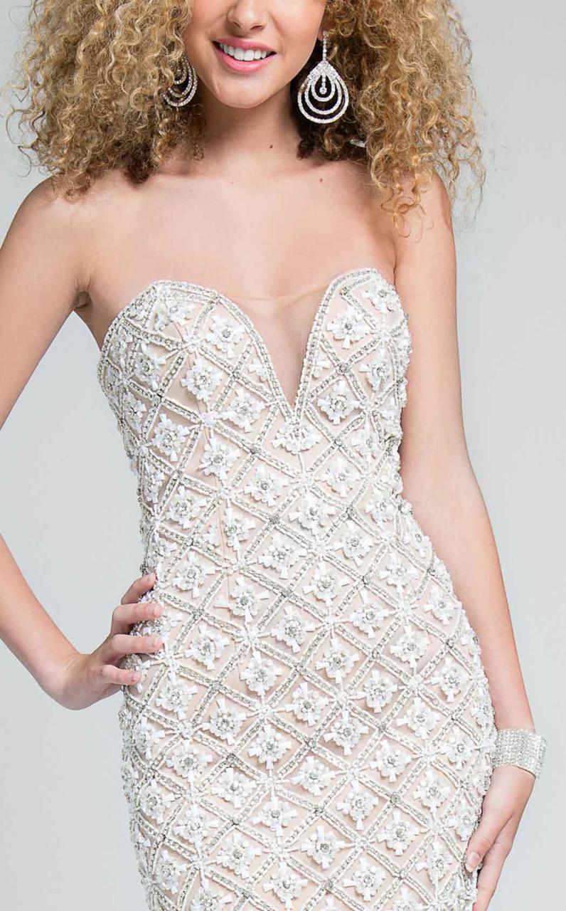 Terani Couture - Shimmering Strapless Sweetheart Short Sheath Dress 1711P2125 - back view