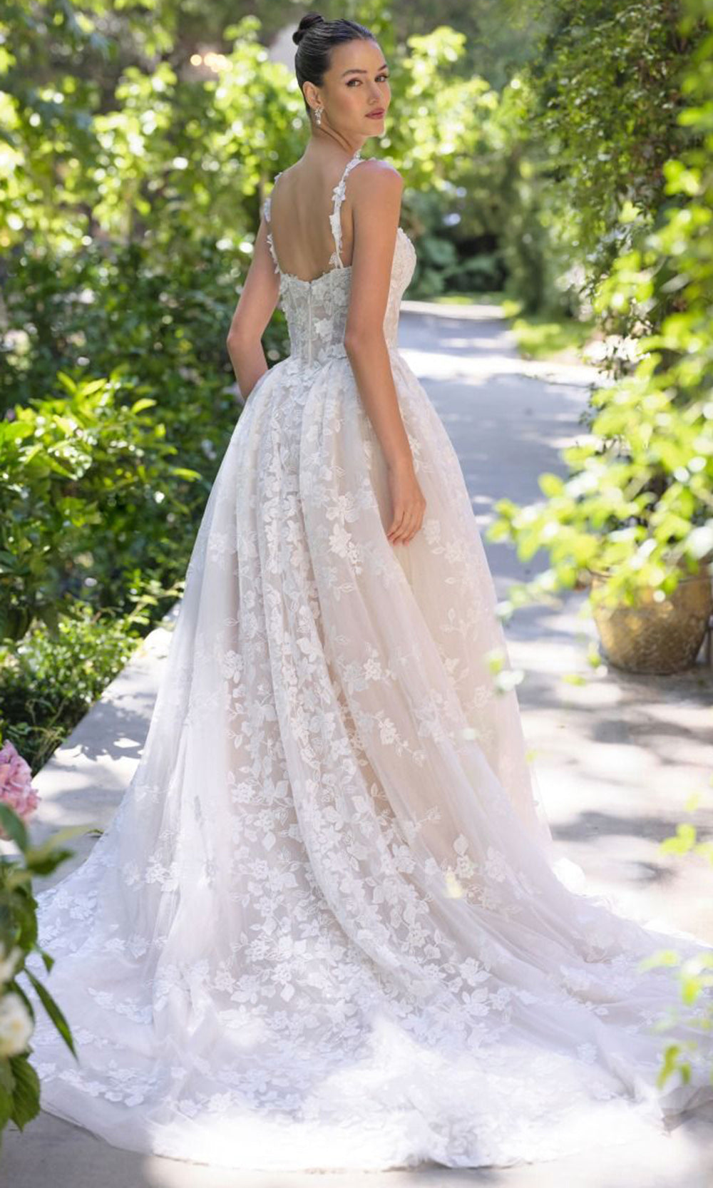 Andrea and Leo WL058 - Sweetheart Neck Floral Embroidered Ballgown - back view