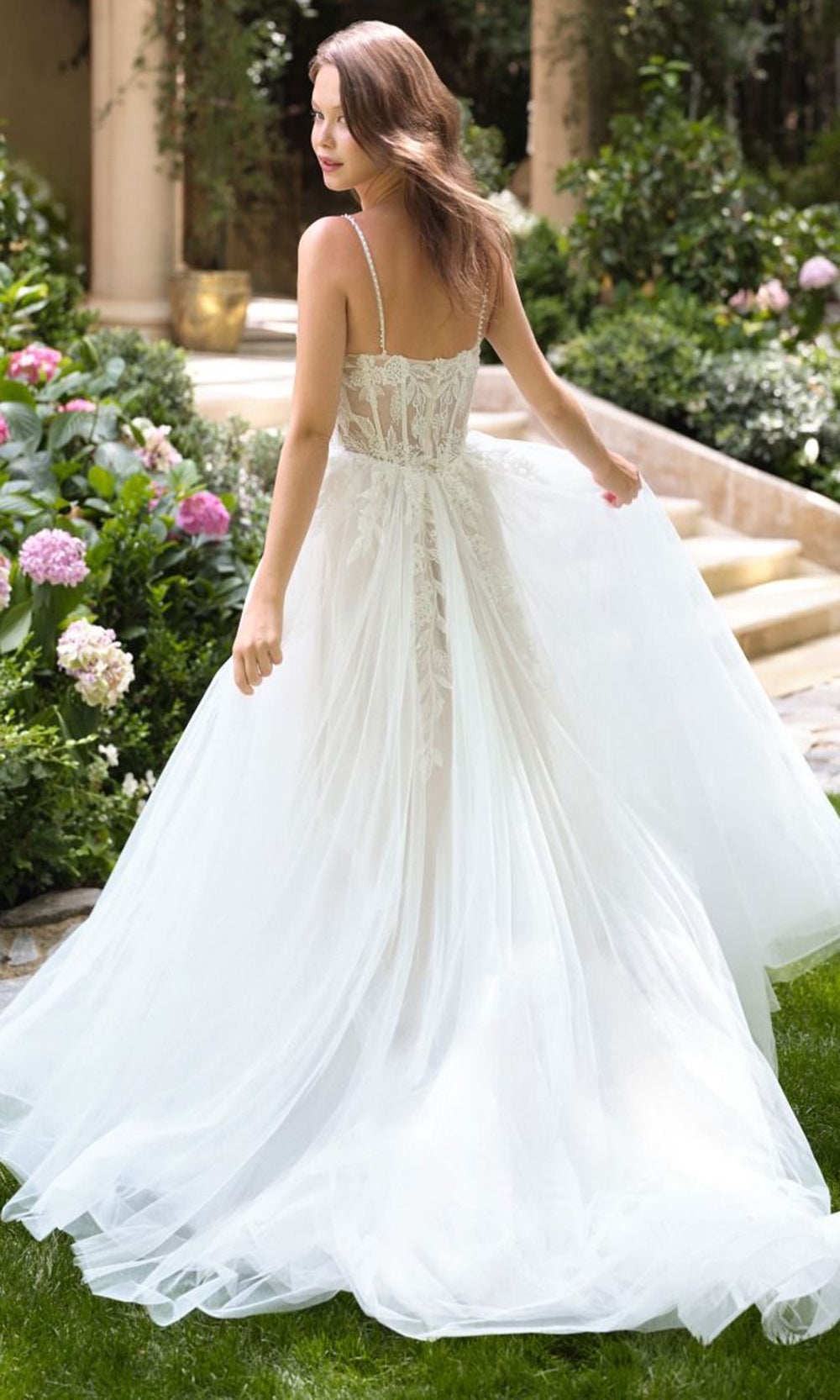 Andrea and Leo WL087 - Floral Lace Applique A-Line Bridal Gown - back view