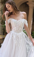 Andrea and Leo WL089 - Off Shoulder Lace Embroidered Bridal Gown - detail view